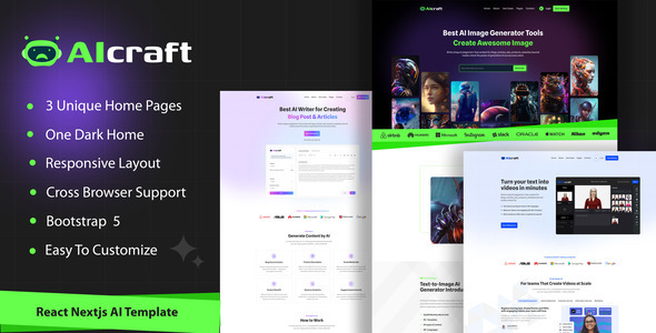 AIcraft – AI React NextJs Template - SolverWP